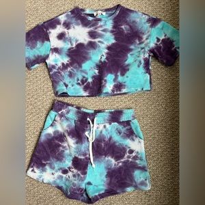 Blue and purple tie dye set, very thick and good quality
